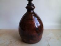 Redware Table Lamp with Brushed Black Accents