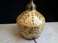 Redware Table Lamp with Slip Stamped Motif