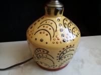 Redware Table Lamp with Slip Stamped Motif