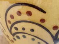 Redware Table Lamp with Slip Stamped Motif