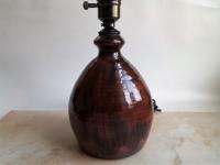 Redware Table Lamp with Brushed Black Accents