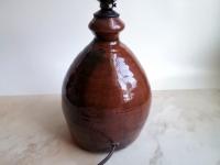 Redware Table Lamp with Brushed Black Accents