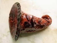 Redware Wall Pocket Sprigged with Roses and Leaves