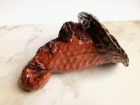 Redware Wall Pocket Sprigged with Roses and Leaves