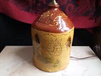 Redware Lamp with Tulip Decorations