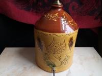 Redware Lamp with Tulip Decorations