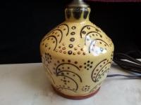 Redware Table Lamp with Slip Stamped Motif