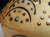 Redware Table Lamp with Slip Stamped Motif