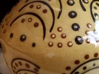 Redware Table Lamp with Slip Stamped Motif