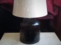 Redware Table Lamp with Black Glaze and Gray Accents