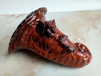 Redware Wall Pocket Sprigged with Roses and Leaves
