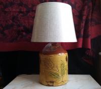Hamelin Redware Lamp with Tulip Decorations