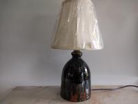 Redware Table Lamp with Lampshade (Optional) and Gray Accents