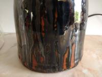 Redware Table Lamp with Lampshade (Optional) and Gray Accents