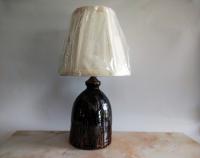 Redware Table Lamp with Lampshade (Optional) and Gray Accents