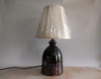 Redware Table Lamp with Lampshade (Optional) and Gray Accents