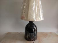 Redware Table Lamp with Lampshade (Optional) and Gray Accents