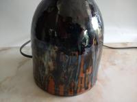 Redware Table Lamp with Lampshade (Optional) and Gray Accents