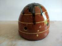 Redware Mini Bee Skep with Gray Accents (a)