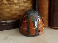 Redware Mini Bee Skep with Gray Accents (a)