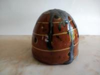 Redware Mini Bee Skep with Gray Accents (a)