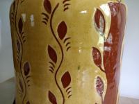Redware 10.25 in Jar with Sgraffito Leaf Pattern and Lead Free Glaze