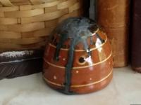 Redware Mini Bee Skep with Gray Accents (a)