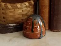 Redware Mini Bee Skep with Gray Accents (a)