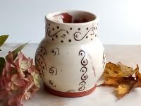Redware Mug for Ice or Tea Stamped with a Black Slip Pattern