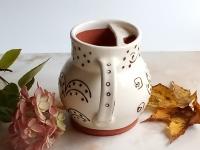 Redware Mug for Ice or Tea Stamped with a Black Slip Pattern