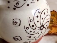 Redware Mug for Ice or Tea Stamped with a Black Slip Pattern