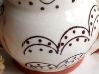 Redware Mug for Ice or Tea Stamped with a Black Slip Pattern