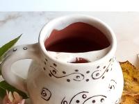 Redware Mug for Ice or Tea Stamped with a Black Slip Pattern