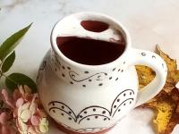 Redware Mug for Ice or Tea Stamped with a Black Slip Pattern