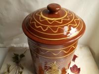 Redware Paper Towel Holder with Sgraffito Pineapple Motif
