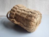 Vintage Set of 4 Hand-Woven Rattan Baskets with Lids and Handles - Miniature Nesting Collection