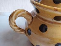 Redware Jar with Rope Handles and Black Polka Dots