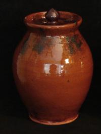 Custom Order Pied Potter Hamelin Redware 10" Jar, Spangles