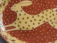 Redware Oval Platter with Leaping Hare Motif