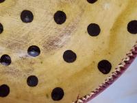 Custom Order Kulina Folk Art Redware 11 in Plate with Black Polka Dots Pattern