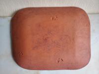 Redware Platter with Sleeping Cat Sgraffito Decoration