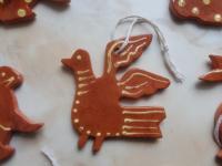 Redware Primitive Bird Ornament with Yellow Slip Decoration