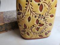 Redware Bottle with Sgraffito Decoration and Lead-Free Glaze