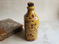 Redware Bottle with Sgraffito Decoration and Lead-Free Glaze