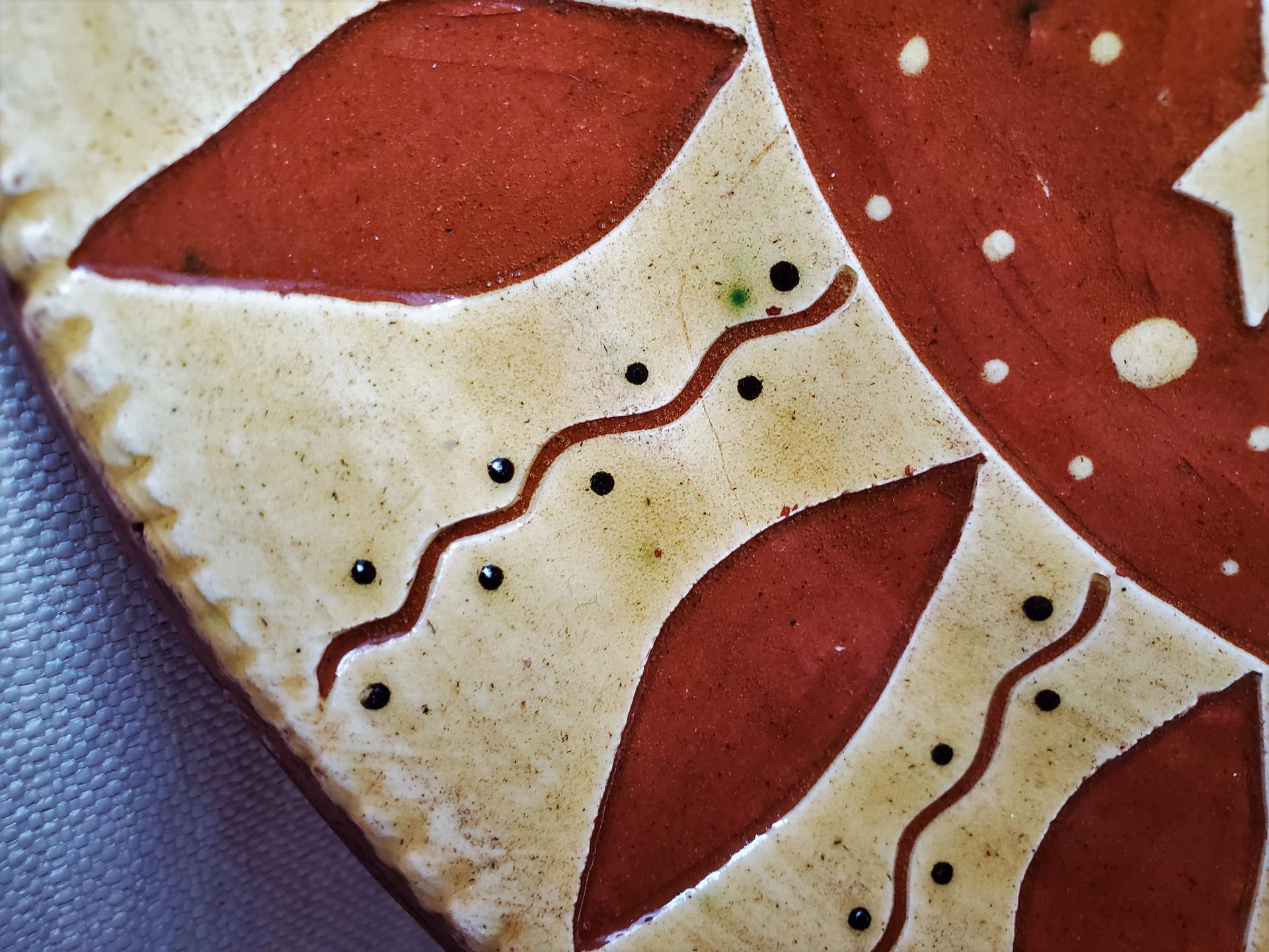 Redware 11 in. Plate with a Man in the Moon Sgraffito Motif