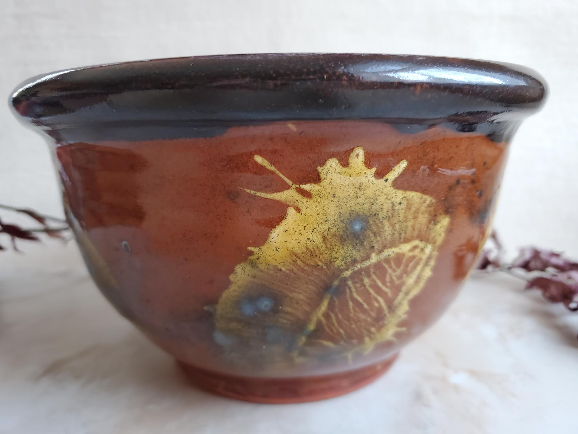 Custom Order Pied Potter Hamelin Redware 10" Bowl, Spangles and Daubs