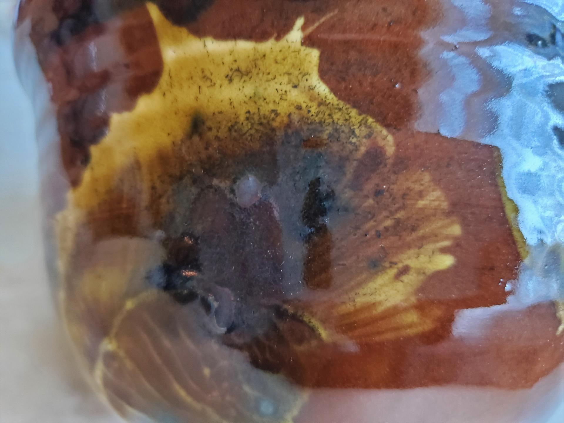 Redware 6 in Bowl with Spangles and Daubs Decoration