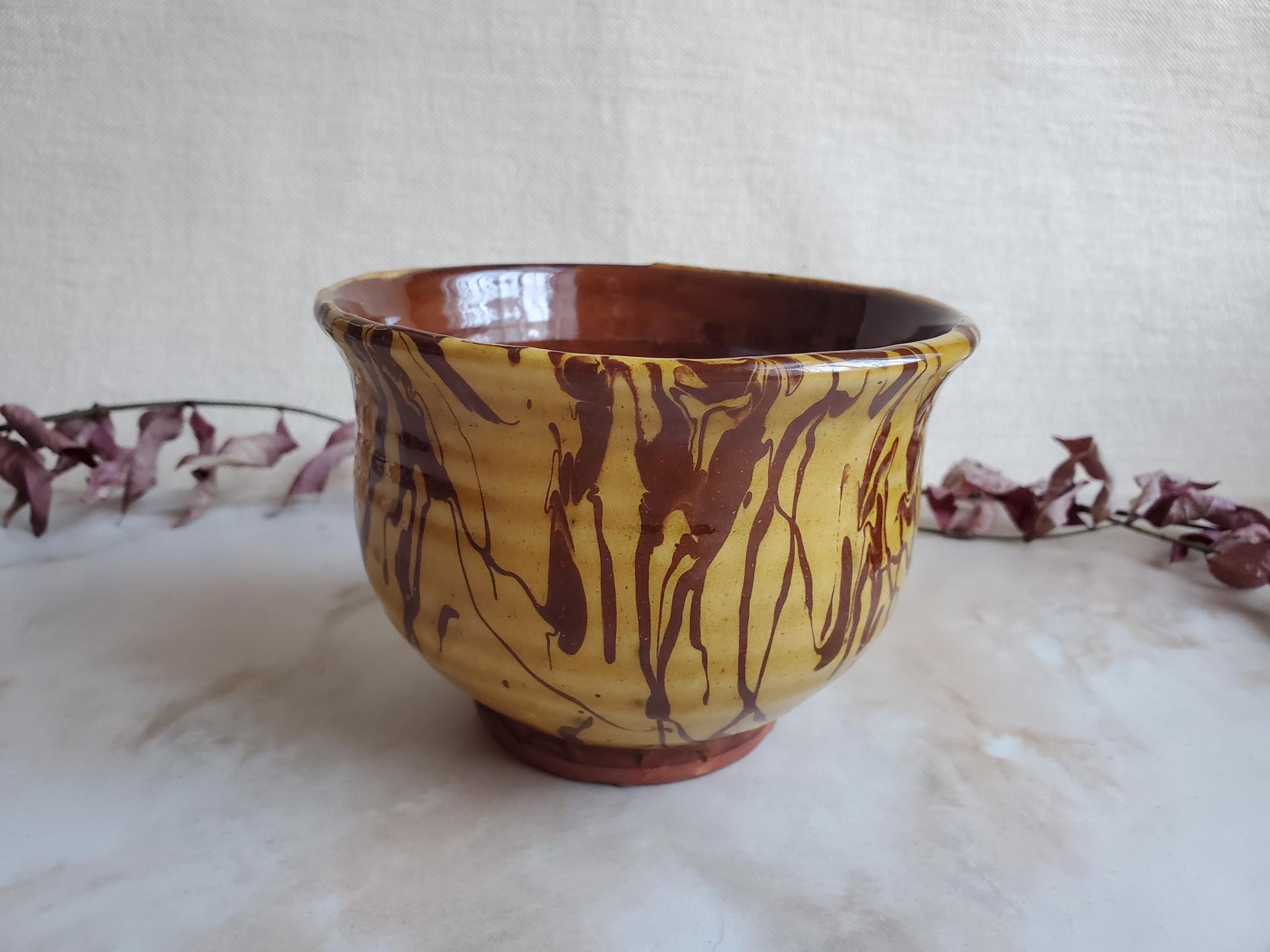 Redware 5 in Bowl with Marbled Decoration