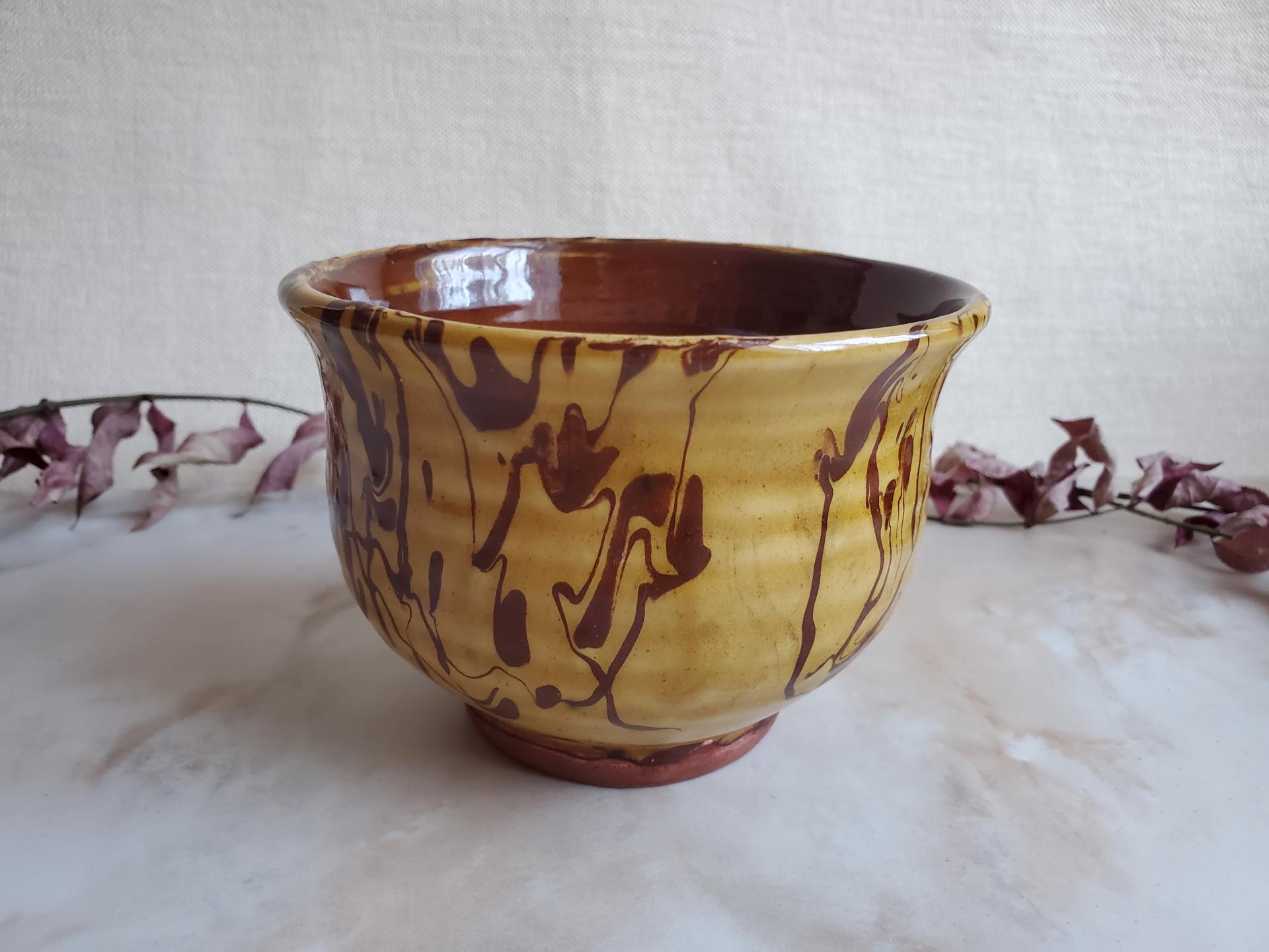 Redware 5 in Bowl with Marbled Decoration