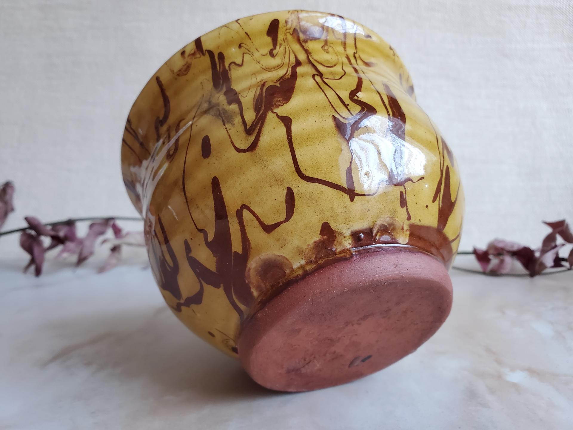 Redware 5 in Bowl with Marbled Decoration